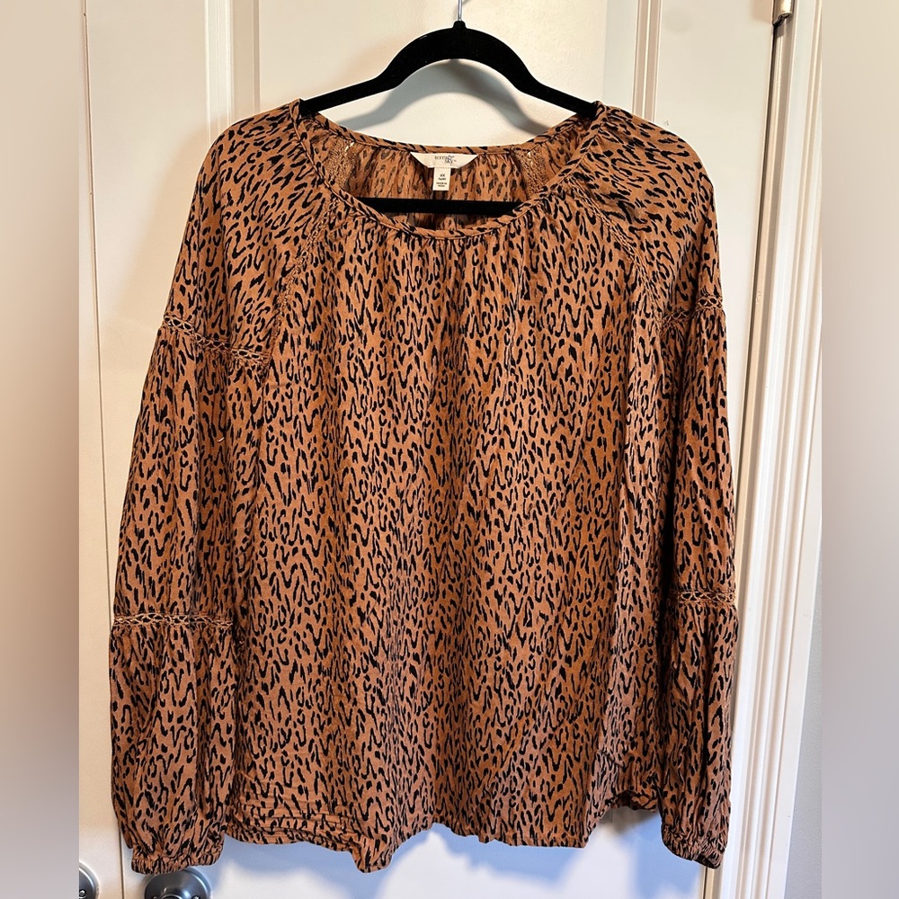 Terra & Sky Animal Print Blouse - Brown and Black